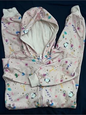 Disney Light Pink Hooded Zip Sweatsuit with Multicolor Accents